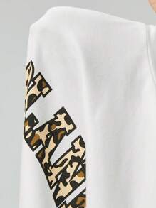 Coolane Women's Daily Wear Basic Going Out Leopard Loose T-Shirt - White - View 8