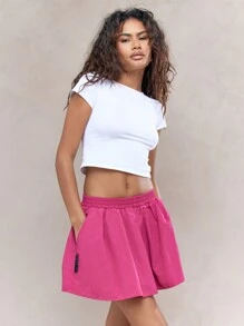 MISSGUIDED Váy ngắn trượt ván bằng nylon mềm mại - Màu Hồng Tươi - Xem 1