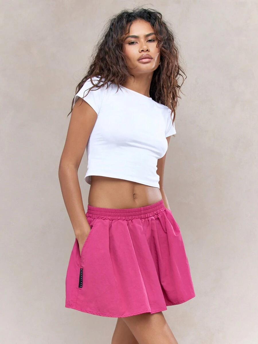 MISSGUIDED Váy ngắn trượt ván bằng nylon mềm mại - Màu Hồng Tươi - Xem 1