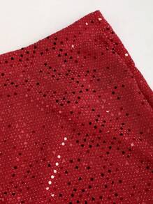 EgrlEra 女士性感闪亮短裤 Y2K 圣诞节节日派对新年服装 - 紅色 - 查看 5