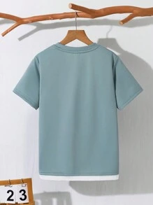 Camiseta de manga corta casual de 2 en 1 que se puede combinar con conjuntos de ropa de niños, para niños y adolescentes