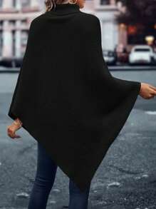 SHEIN LUNE Plus Size Round Neck Lantern Sleeve Loose Pullover Sweaterbusiness Casual Woman,Holiday Outfits,Country Tops, For Winter - Black - View 2