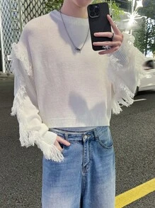 Claim Dot Jersey de cuello redondo de unicolor para hombre, uso diario casual y con estilo