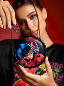 Miraculous Ladybug X SHEIN Cartoon Figure & Polka Dot Print Round Coin Purse