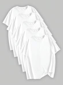 Manfinity Dauomo 男士純色簡約短袖t卹 - 白色 - 查看 1