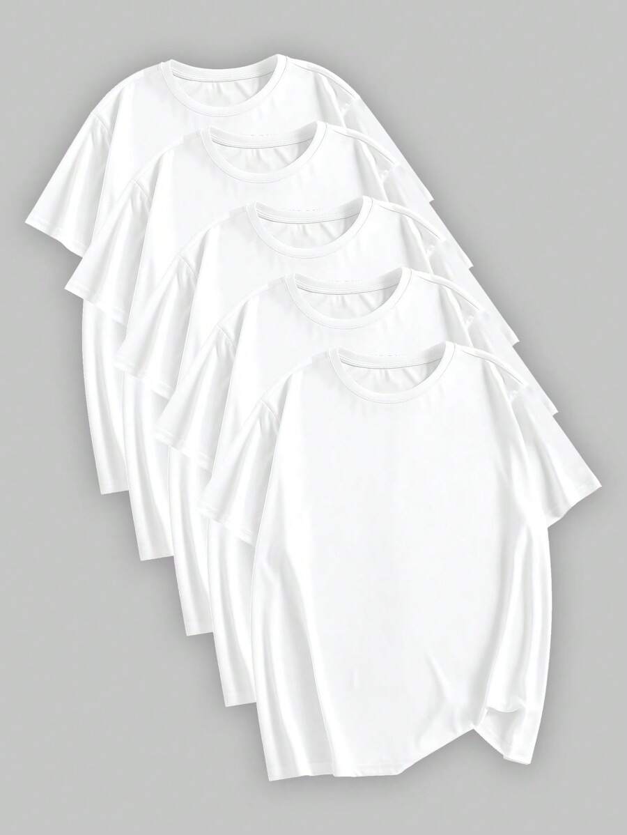 Manfinity Dauomo 男士純色簡約短袖t卹 - 白色 - 查看 1