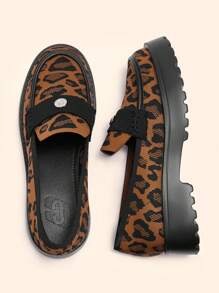CUCCOO BASICS Leopard Print Wedge-Heeled Thick-Soled Fashionable Shoes Valentines - Brown - View 5