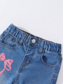 Quần Jeans Bé Gái In Nơ Xòe Thường Ngày - Rửa trung bình - Xem 7