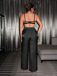 SHEIN SXY Ladies' Drawstring Loose Fit Long Pants - Black - View 2