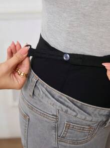 SHEIN Maternidad Jeans entallados de cintura alta de color block con estiramiento informal