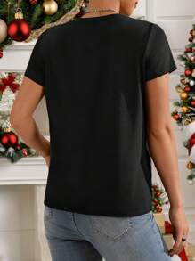 INAWLY 女士休闲圣诞小鸡印花圆领 T 恤图案 T 恤女士上衣