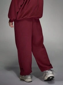 MISSGUIDED Pantalones de chándal de felpa deportiva con ajuste holgado y relajado, pantalones para el invierno, ropa deportiva casual con bolsillos laterales, cintura elástica y tobillos acanalados