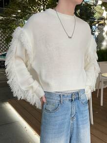 Claim Dot Jersey de cuello redondo de unicolor para hombre, uso diario casual y con estilo