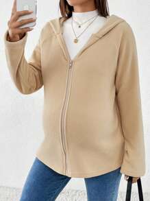 SHEIN Manteau de maternité 3 en 1 avec garniture bouclée et capuche kangourou, veste matelassée chaude et vêtement d'extérieur pour femmes enceintes, automne/hiver