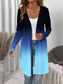 EMERY ROSE Casual Minimalist Ombre Pattern Women Regular Fit Jacket, Suitable For Autumn/Winter - Multicolor - View 5