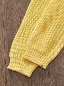 SHEIN Young Girls' Khaki Lace Trim Crew Neck Hand-Knit Bowknot Waist Cable Knit Ruffled Hem Cute Preppy Casual Knitted Sweater Dress, Suitable For Outings, Gatherings, Autumn/Winter Season