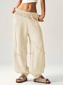 Bohemela High Waisted Loose Drawstring Pants For Women - Beige - View 6