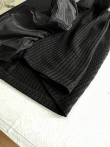 Maweii 大码花卉蕾丝边华夫格针织开衫 - 黑色 - 查看 6