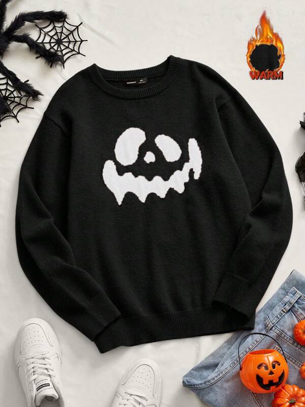 Manfinity Unisex Jersey de punto holgado de manga larga con hombros caídos, informal, para otoño e invierno