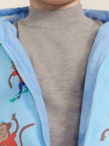 THE HAPPY LOOK Sudadera con capucha con cierre para niños pequeños, con estampado completo, de estilo casual y minimalista