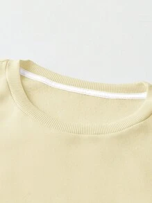 SHEIN EZwear 女士圣诞图案宽松圆领抓绒套头衫秋季卫衣 - 杏色 - 查看 4