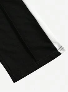 HUEFORM Men's Drawstring Waist Spliced Side Seam Sweatpants - Black and White - View 5