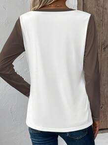 INAWLY Áo thun cổ tròn tay raglan in hình gà tây mừng lễ tạ ơn, áo nữ màu khối xuân thu, áo thun họa tiết phong cách mừng lễ tạ ơn - Nhiều màu - Xem 2