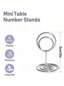 1/5/20 件不锈钢桌号架 - 2 英寸迷你餐桌摆设桌号架，适用于婚礼、派对、生日、会议、毕业典礼、招待会、餐厅、家居装饰、办公室备忘录、圣诞节 - 银色 - 銀色 - 查看 3