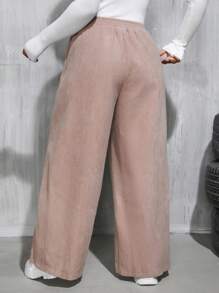 SHEIN Essnce 大码女式休闲保暖内衬裤，带贴袋，简约设计，适合日常穿着