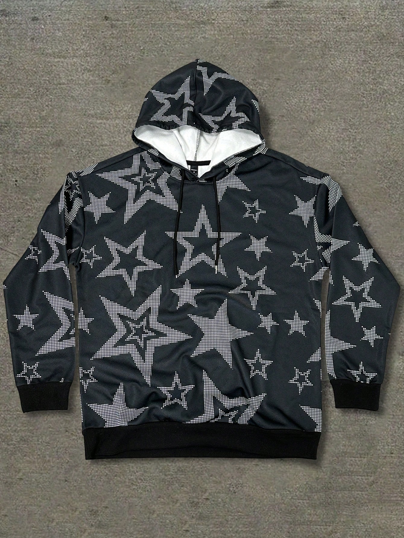 Men's Casual Hooded Sweatshirt With Star Print, Long Sleeve