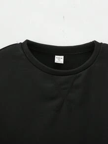 SHEIN Teen Boys' Casual Round Neck Long Sleeve Contrast Color Block Sweatshirt, Loose Fit For Spring, Summer, Autumn And Winter, Suitable For Homewear And School Wear