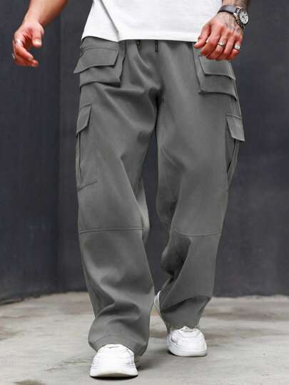 Manfinity Homme 男士大码纯色休闲工装裤，秋季