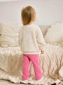 Cozy Pixies 2 件套女婴针织柔软花卉图案连帽衫和裤子服装套装 - 彩色 - 查看 2