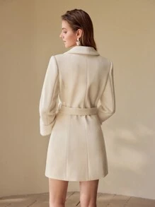 MOTF PREMIUM 羊毛沙漏亮片刺绣系腰带大衣 - 杏色 - 查看 8