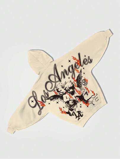 Street Life Sudadera con capucha casual sencilla con estampado de letra para hombre