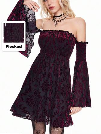 Hippie Women Vintage Fuzz Print Mini Dress