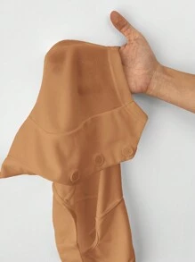 SHEIN PETITE Summer Tank TopsSolid Button Front Crop Waistcoat - Khaki - View 8