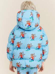 THE HAPPY LOOK Sudadera con capucha con cierre para niños pequeños, con estampado completo, de estilo casual y minimalista