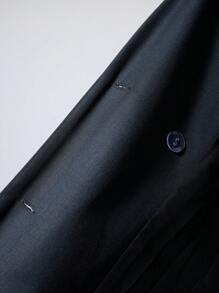 LYSMO Dames effen dubbelrijs lange blazer, unisex stijl