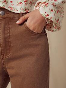 WESTFADE Pantalones vaqueros rectos de pierna de tobillo con cortes y dobladillo deshilachado de talle medio, atuendo estilo Nashville