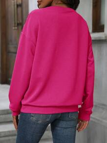 EMERY ROSE Sudadera informal de mujer con cuello redondo, manga caída y patrón geométrico, para otoño