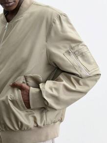 Maija Chaqueta larga de manga larga con forro acolchado, casual y versátil, color caqui sólido, ideal para el invierno, adecuada para Año Nuevo y fiestas festivas - Café integral - Ver 3
