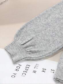 SHEIN LUNE Pull ample à col rond en tricot avec broderie et sequins pour femmes, pour l'automne et l'hiver - Gris - Voir 4