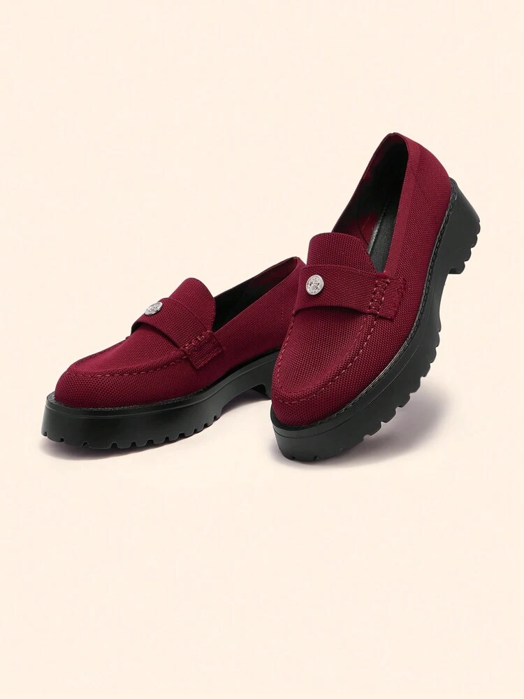 CUCCOO BASICS Women Simple Thick Sole Slip-On Casual Loafers, Daily Wear Valentines