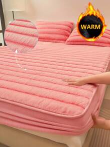 1pc Fitted Sheet, Bedding, Bed Cover, Fitted Sheet, Mattress Cover, Solid Color Fitted Sheet, Cozy And Breathable Mattress Protector, Simple Style Home Textile, Soft And Anti-Pilling Bed Cover, Skin-Friendly Fitted Sheet, Pillow And Pillowcase Not Included, Home Decoration, Fits For All Sizes Of Beds - Twin, Full, Queen, King, Suitable For All Seasons, Valentine's Day Gifts, Machine Washable