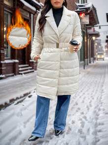 SHEIN Frenchy Mantente abrigado, úsalo en la nieve, blanco, úsalo en otoño e invierno, úsalo cuando salgas, nieve
