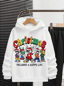 Bộ đồ thể thao thường ngày 2 món họa tiết Giáng sinh cho bé trai, dày dặn, thích hợp cho mùa thu/đông - Lạc đà - Xem 3