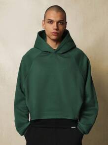 SUMWON Lifestyle Message Cropped Pullover Hoodie Streetwear Winter Statement Oversized Casual Athletic Fall Fashion Sweatshirt Unisex Athleisure Urban Wear