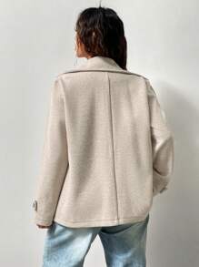 Flirla Women's Double Breasted Woolen Coat With Pointed Lapel Fall Winter Cloth For Women