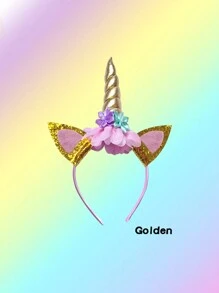 1 套独角兽生日派对头饰和腰带套装，可爱的粉色独角兽和花朵装饰皇冠公主头饰，生日派对礼物，万圣节角色扮演，新年礼物，可爱的头饰发夹，圣诞装饰圣诞礼物